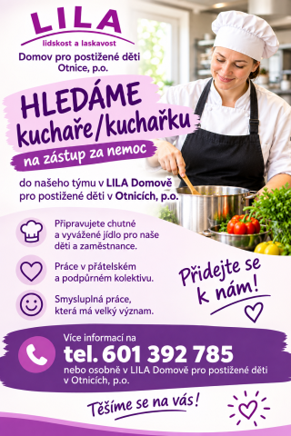 Hledáme kuchařku/kuchaře - zástup za nemoc